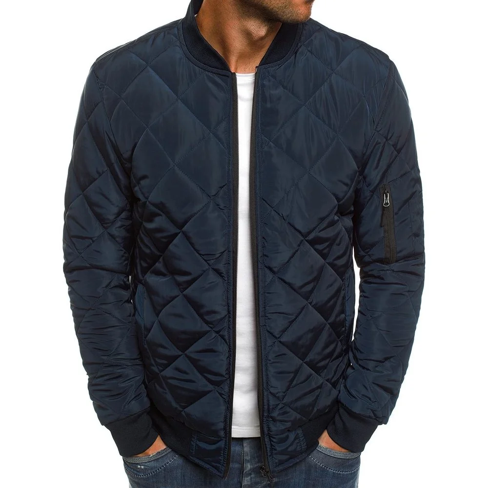 Parka coupe-vent à carreaux pour hommes, veste décontractée, pardessus coupe-vent, vestes à glissière, vêtements pour hommes, hiver, nouveau