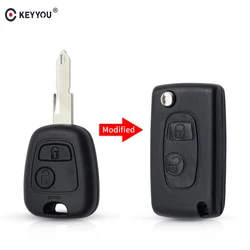 Keyyou carcaça de chave remota dobrável, para peugeot 106, 206, 306, 406, citroen c2, c3, xsara, picasso, novo estilo