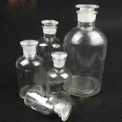 Garrafa de boca estreita de vidro transparente com Stooper, laboratório química vidraria, 30 ml, 60 ml, 125 ml, 250 ml, 500ml, 1000 ml, 2500ml