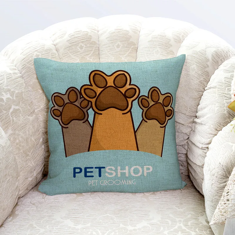 Kids Cute Lovely Dog Cat Kitty Paw Logo Pet Home Cushion Cover Room Decor Girl House Throw Pillow Case Set Pack Gift Big Size