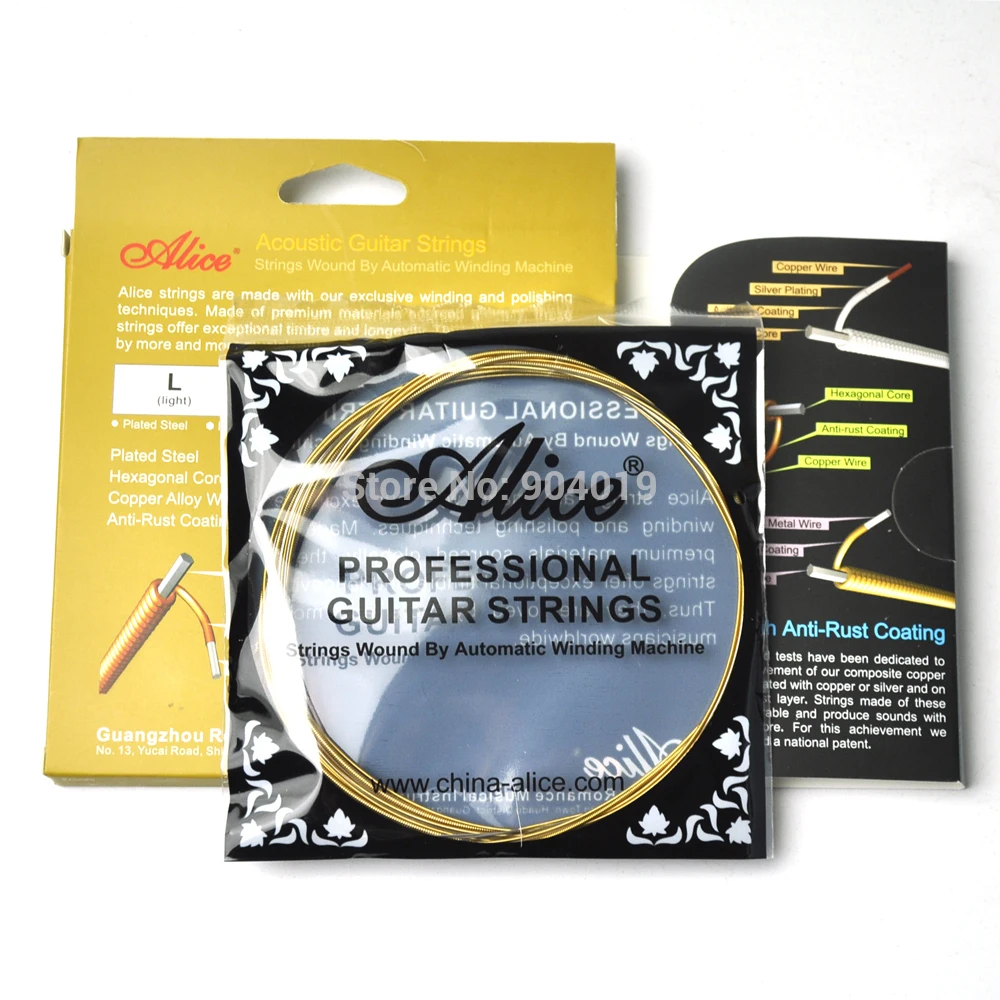 Alice AW432 acoustic guitar string plated steel and hexagonal core and coated copper alloy winding guitar accessories