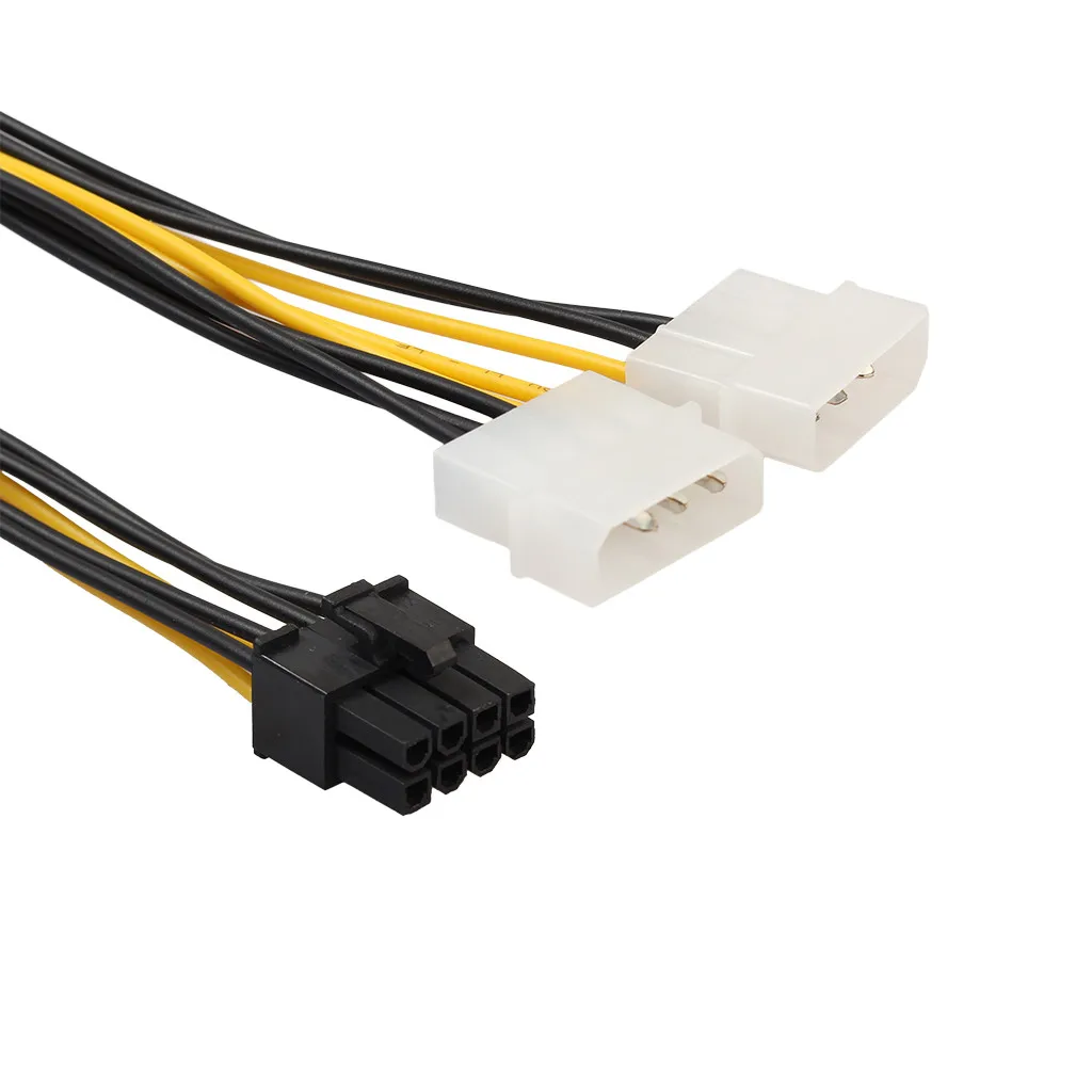 Dual Molex LP4 4 Pin To 8 Pin PCI-E Express Converter Adapter CPU Power Cable Wire 18cm Extension Cord Connector Adapter