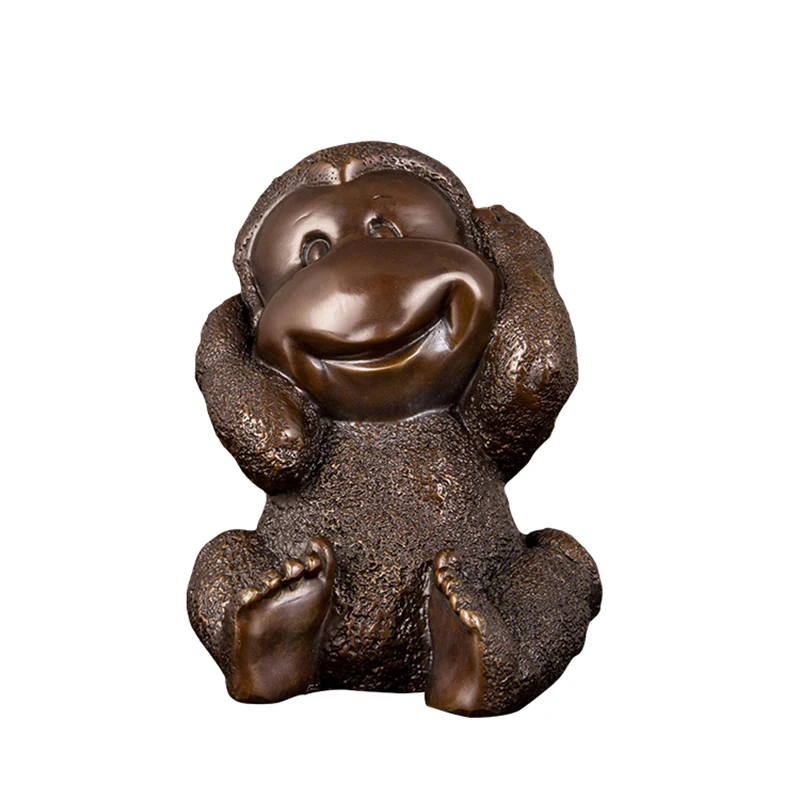 

ArtsHom HD050 Lucky Stop Listening Monkey Bronze Figurine mascot monkey art Sculpture Christmas Day Gifts Decor