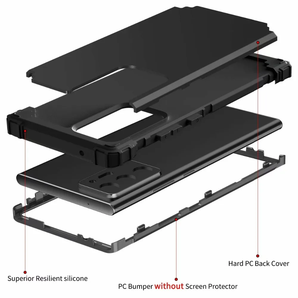 Heavy Duty Hybrid Sturdy Armor Defender High Impact Shockproof Protective Cover Case For Samsung Galaxy Note 20 Ultra/Note 20