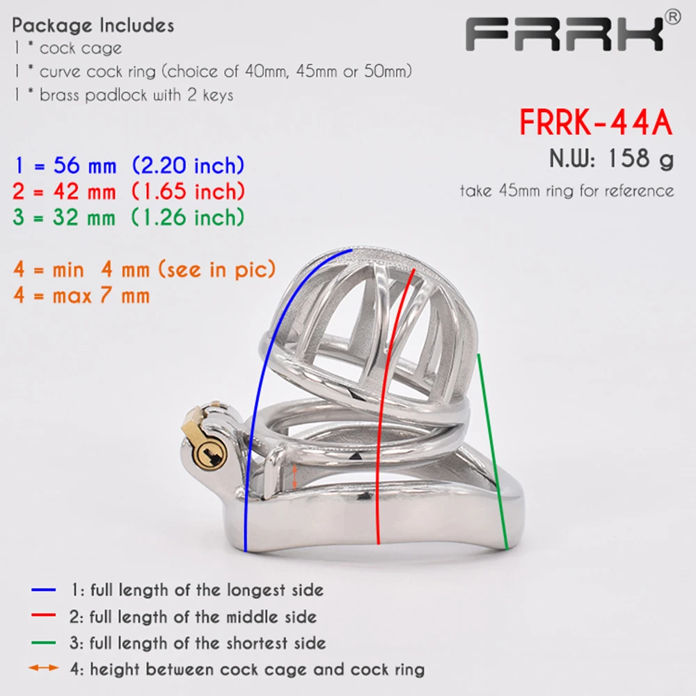 FRRK Chastity Cage Kit Metal Male Bondage Belt Devices Steel Penis Rings Cock Lock Holy BDSM Fetish Adult Sex Toys for Men