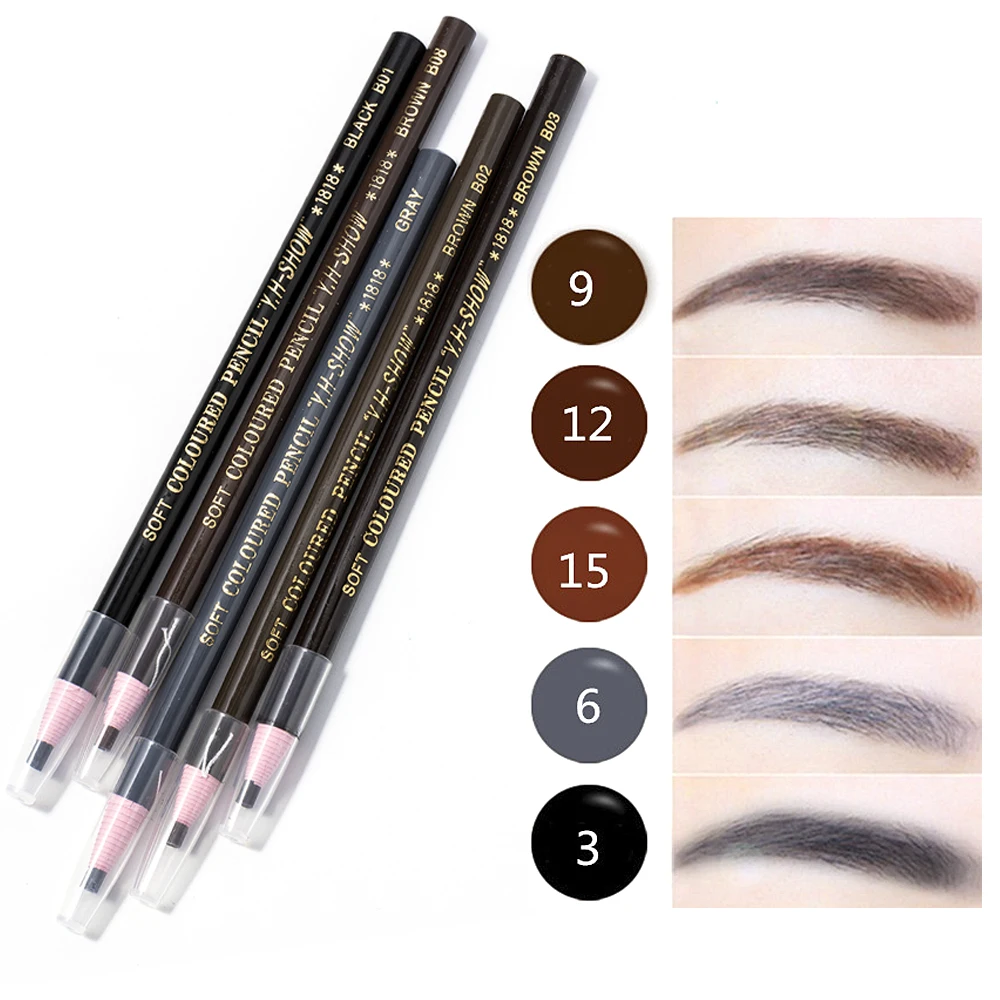 5 Colors 2021 Eyebrow Pencil Waterproof Microblading Pen Long-lasting Eyebrow Enhancer Easy Wear Eye Brow Tint dye Makeup Tools