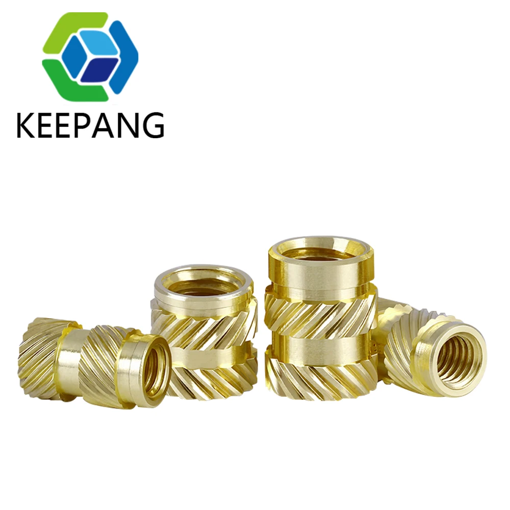 100Pcs Brass Hot Melt Inset Nuts Heating Molding Thread Inserts Nut SL-type Double Twill Knurled Injection Brass Nut M2M3