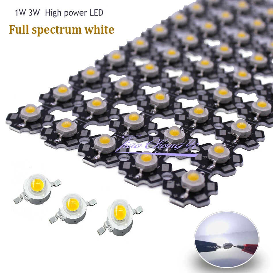 1W 3W Full spectrum white light 3.2-3.6v 350mA,700mA Full Spectrum LED Grow Light Diodes For DIY Plant Grow , 20mm  PCB star