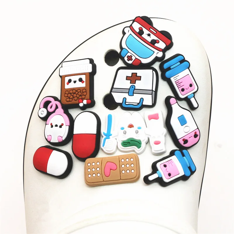 Cute charms Shoe Decoration Buckle Accessories DIY Combination emergency doctor nurse echoscope capsule sanitize