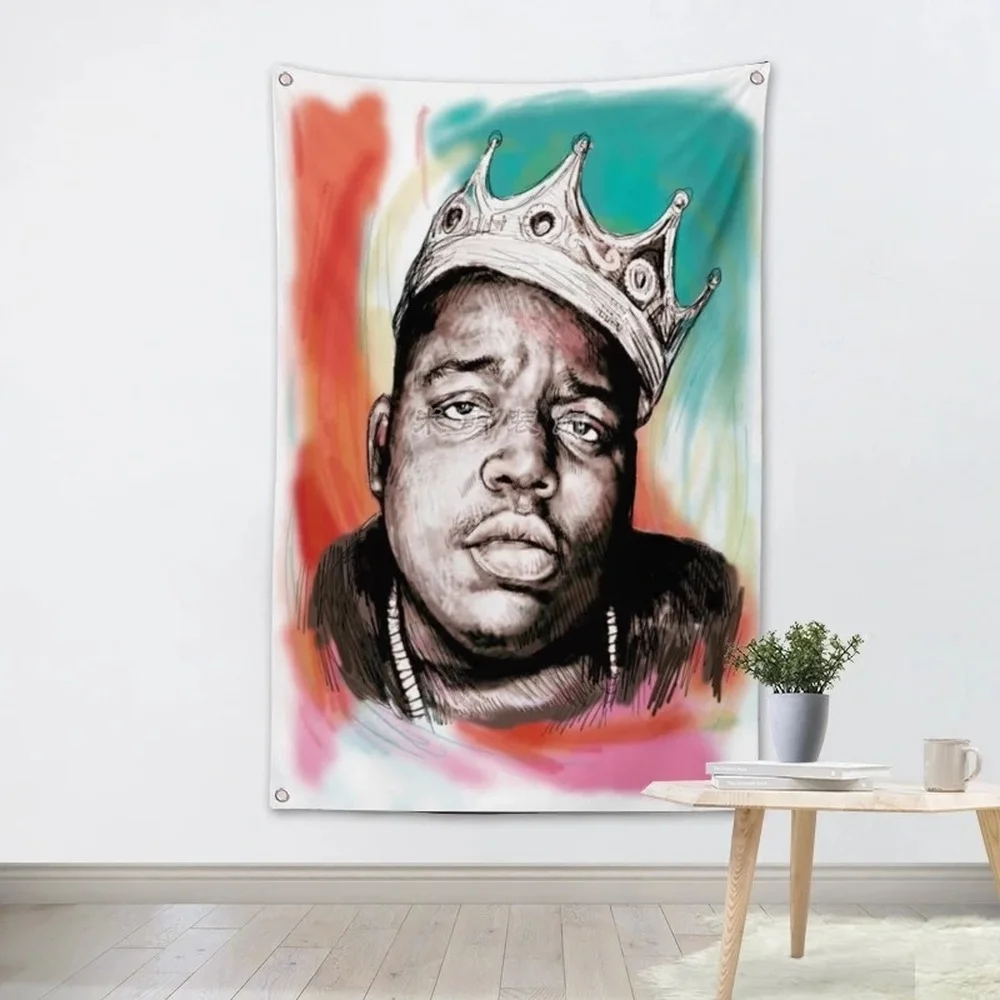 

The Notorious B.I.G Pop HD Music Poster Tapestry Hip Hop Band Banner Four Holes Flag Mural Hanging Painting Bar Cafe Home Decor