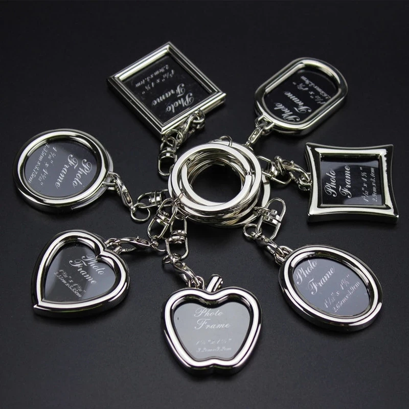 1PCs Alloy Insert Photo Frame Keyring Keychain Fob Lovers Logo Picture Frame Pendent Key Chain Home Decor for Girlfriend Gifts