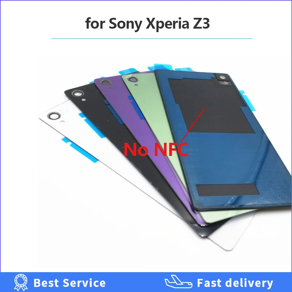 For Sony Xperia Z3 Glass Back Housing Battery Cover Rear Door Replacement Parts Case For L55T D6603 D6643 D6653 D6633 with NFC