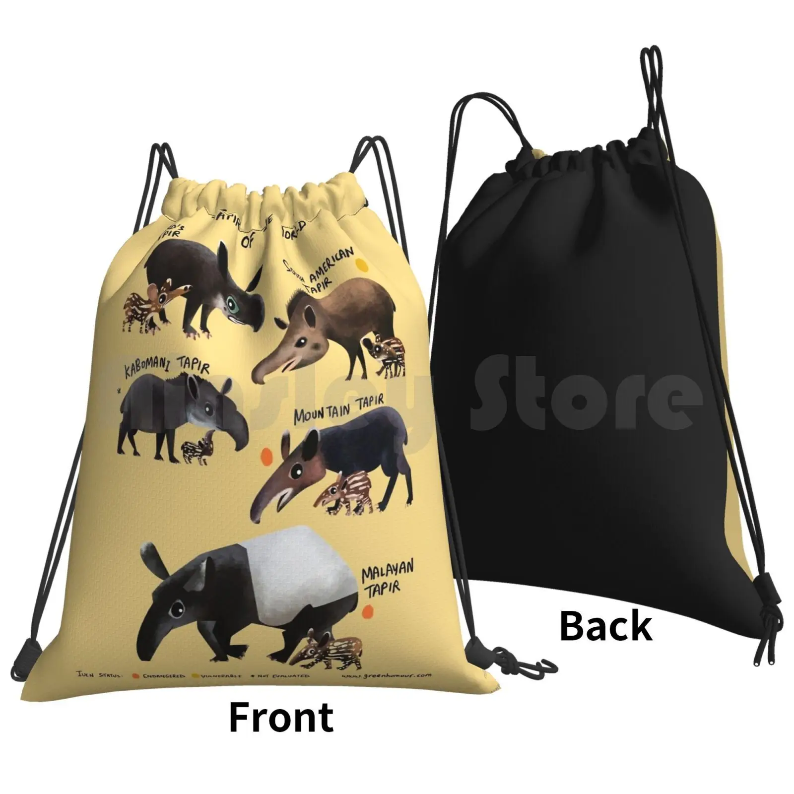 Tapirs Of The World Backpack Drawstring Bags Gym Bag Waterproof Tapir Animals Wildlife Species South America Malaysia