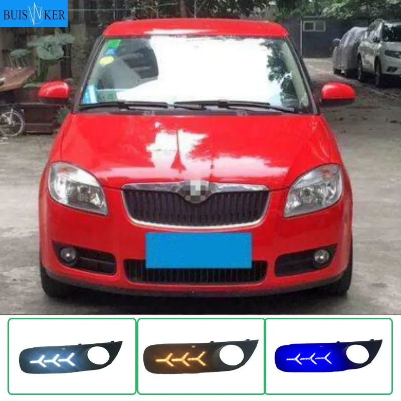 

1 Pair 12V ABS LED DRL Daytime Running Lights Fog Lamp Cover Car- styling For SKODA Fabia 2008-2011