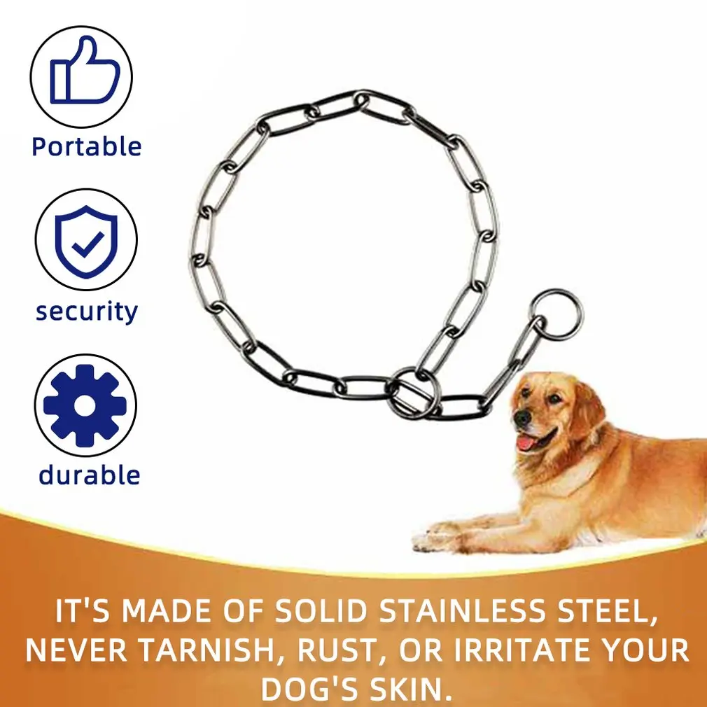 Duty Solid Stainless Steel Dog Choke Chain Collar Pet Necklace For Pit Bull Mastiff Bulldog Big Breeds Pet Accessories