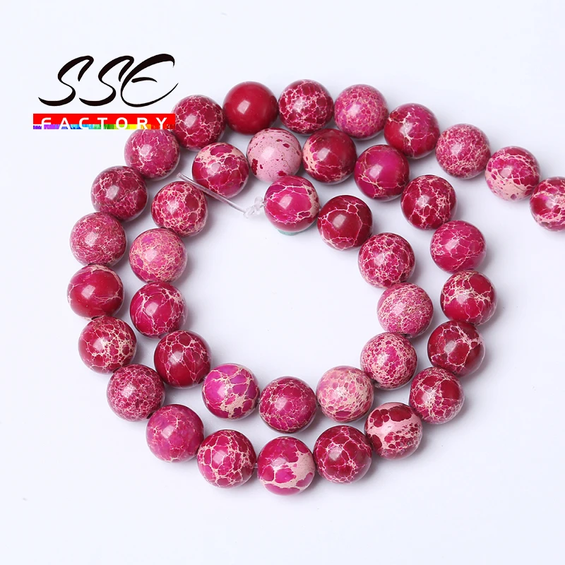 Natural Red Sea Sediment Turquoises Imperial Jaspers Beads Natural Stone Beads 4-12MM  Diy Bracelet For Jewelry Making Wholesale