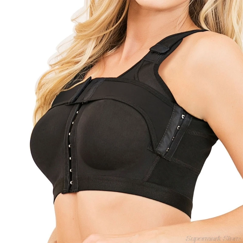 Women Front Closure Bra Post-Surgery Shaper Underwear Compression Posture Corrector Crop Top with Breast Support Band 21