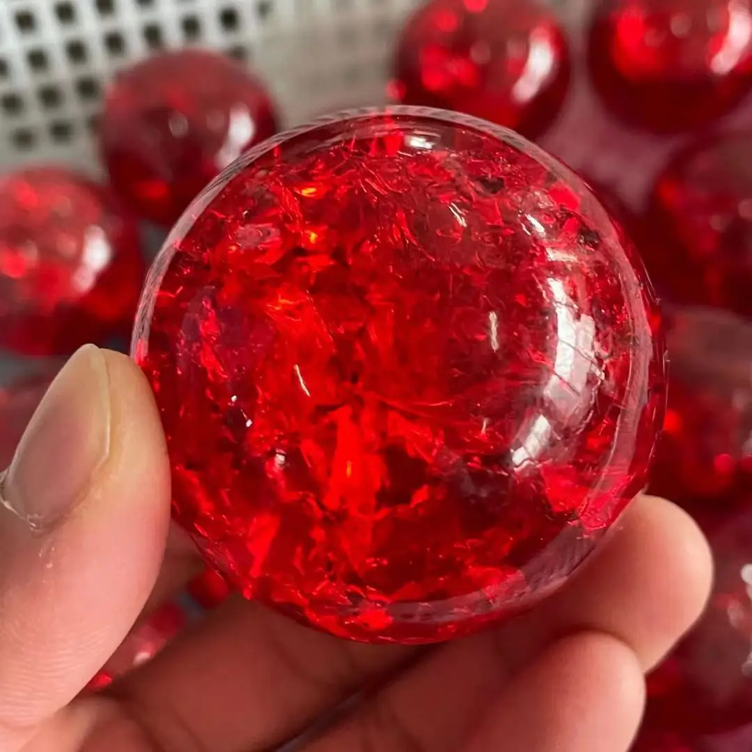 1 beautiful red electroplated angel glass feng Shui gem ball ice cracker ball home garden decoration