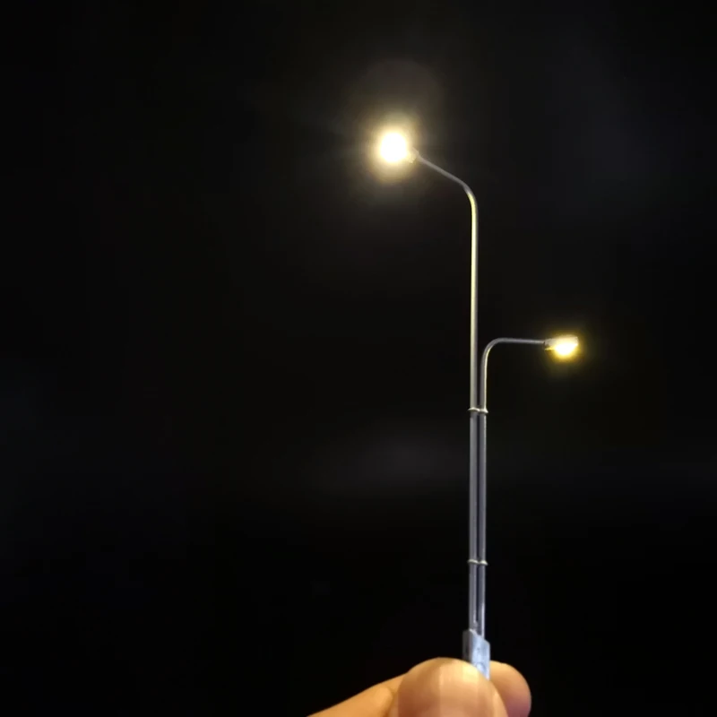 3PCS Led Modeling Lamp Post 12V Street Lights HO N TT Scale LED Modern Style Boulevard/Highway/Parking Area/Train Layout