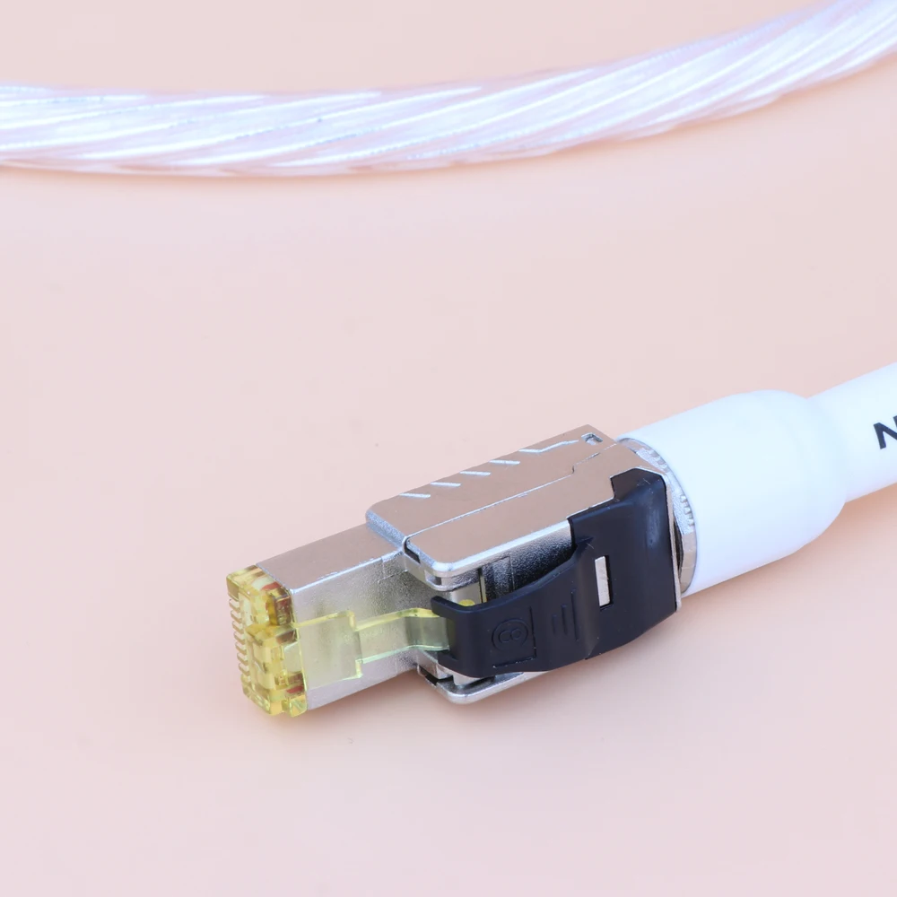 One Piece Nordost ODIN Gold/White Silver Plated Conductor Ethernet Cable Cat8 Speed Lan Cable RJ45 Network Patch Cable