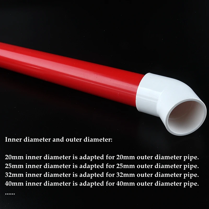 1pc Big Size 63~200mm PVC Pipe 45° Equal Elbow Connector Fittings Irrigation System Water Supply White Hard Tube Parts