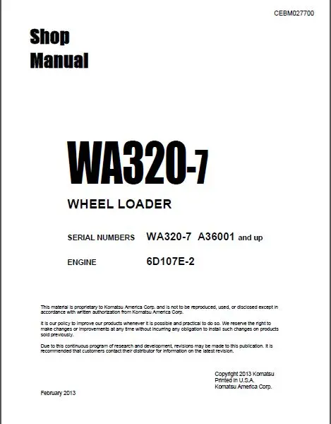 

Komatsu Wheel Loaders All Shop Manual 2017