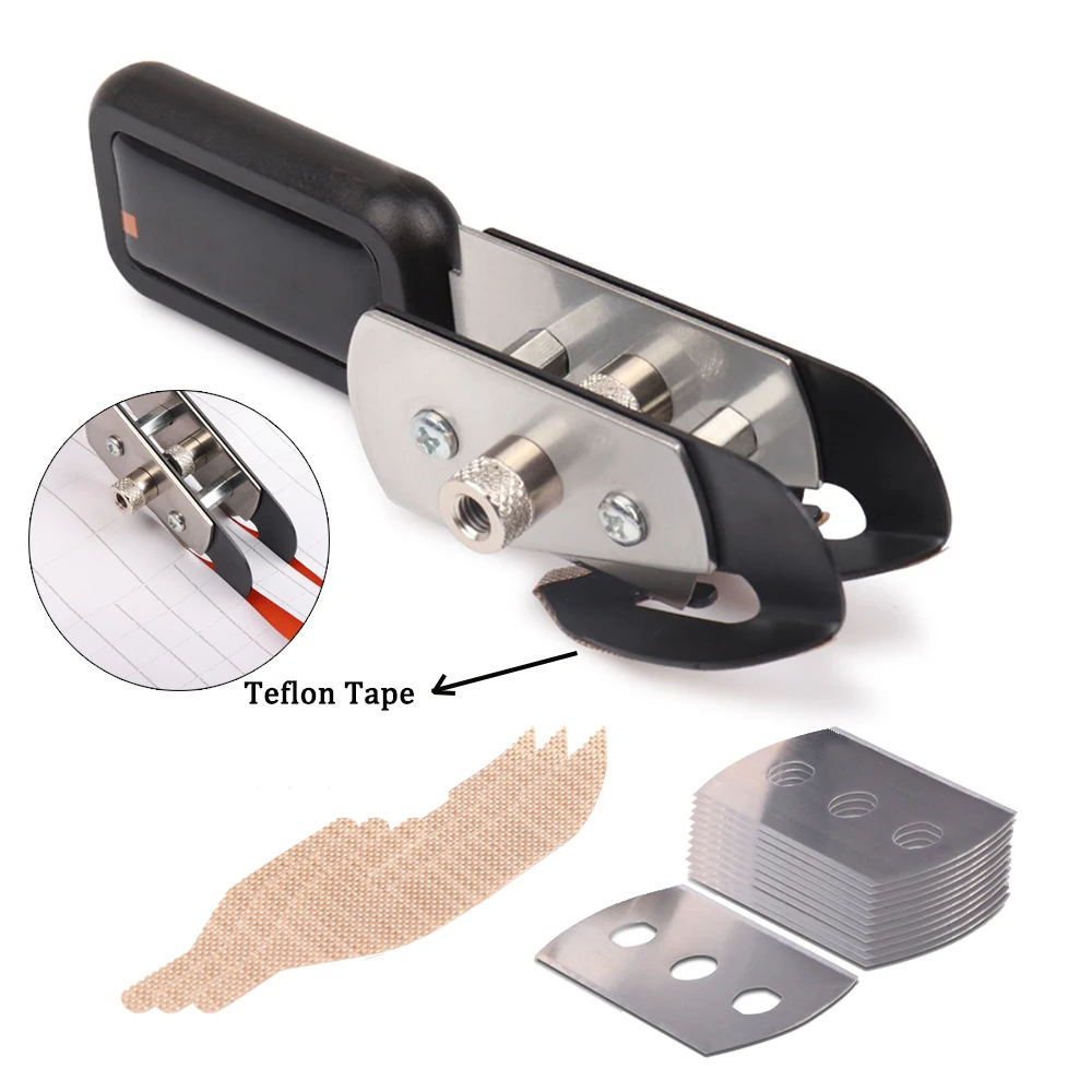 EHDIS Double-Headed Vinyl Wrap PTFE Cutter With 10pcs Metal Blade Wallpaper Carbon Foil Covering Film Sticker Cutting Knife Tool