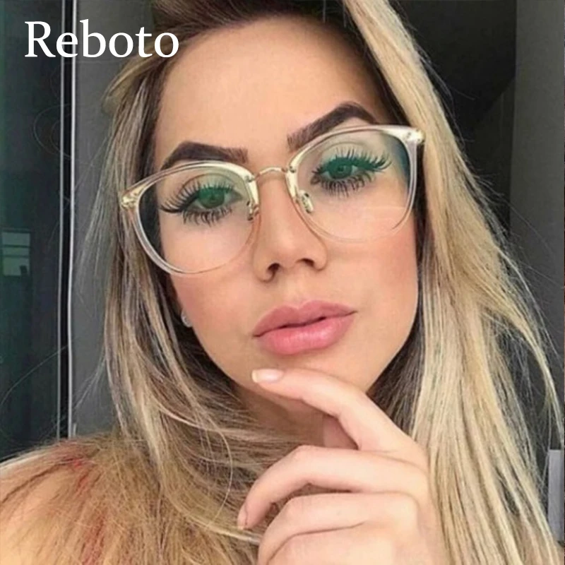 Vintage Round Anti Blue Light Women Computer Glasses Frame Fashion Brand Designer Clear Lens Transparent Women's Eyeglass Frame