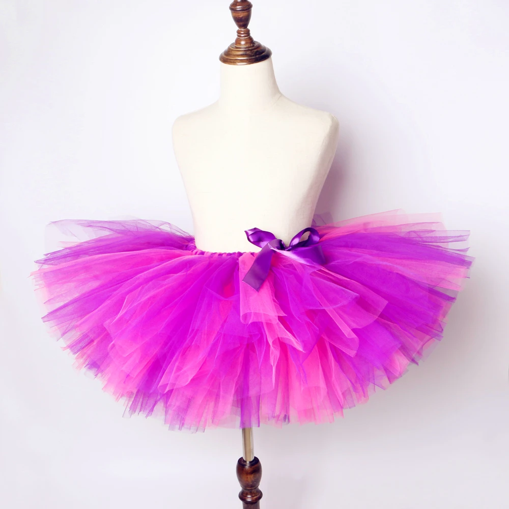 Hot Pink Purple Girls Tutu Skirt with Bow Toddler Baby Girl Fluffy Dance Shoot Prop Tutus Costume for Kids Birthday Party Skirts