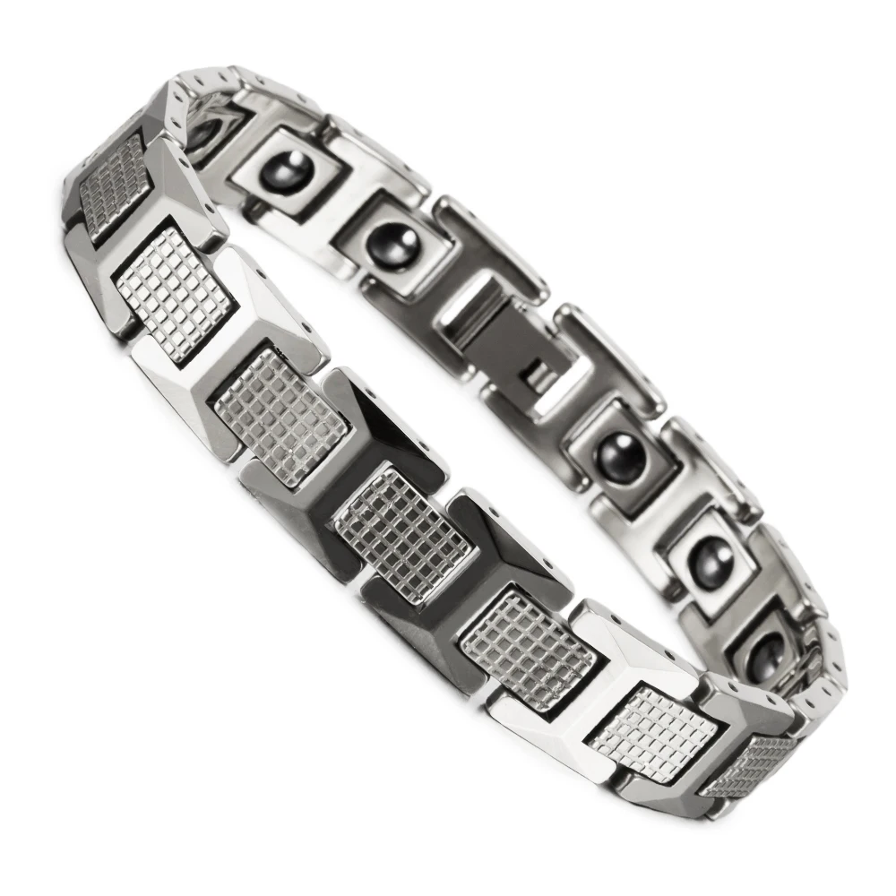 Magnetic Bracelet Benefit Anti-Scratch Black 12mm Power Magnetic Tungsten Bracelet Hematite Chain Waterproof Bracelet Homme