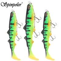 Spinpoler Pike Stinger Rig With 3-Jointed Soft Plastic Lures Swimbait Fishing Bait Swimming For Zander Pike Big Game Fish