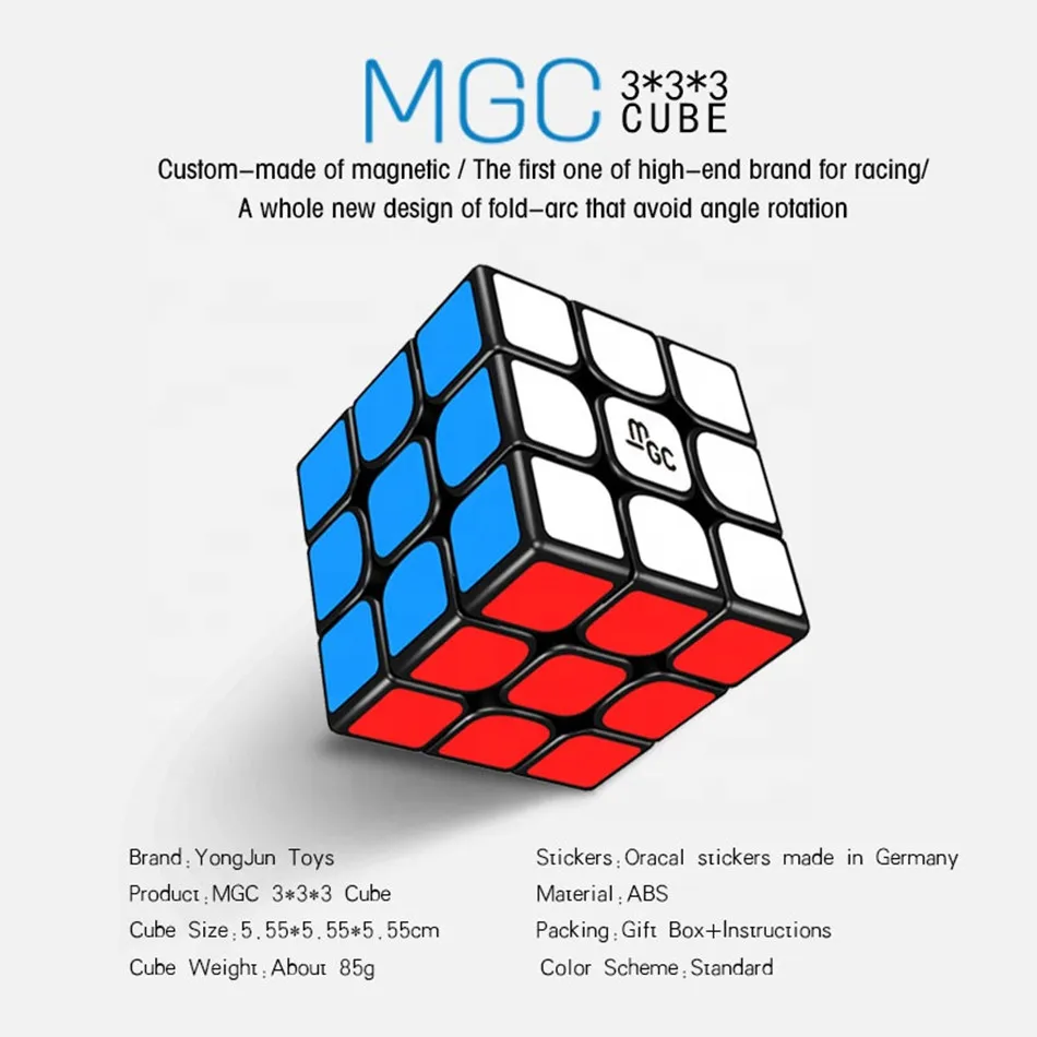 Yj MGC 3x3x3 マジックキューブ磁気 3x3 スピードキューブブラックコアパズルおもちゃギフト子供大人プロフェッショナルキューブゲーム