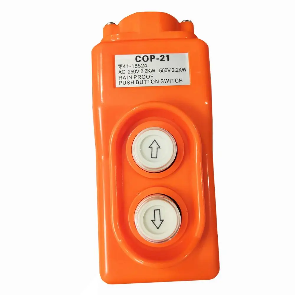COP-21 250 V/500VAC 2.2KW Regenbestendig Takel Hanger Up-Down Drukknopschakelaars Elektrische Drukknop