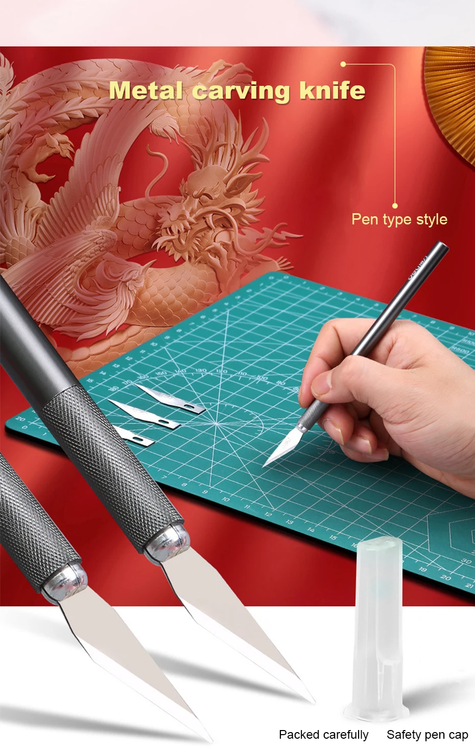 Deli Skalpellklingen Metall-Präzisionsmesser Gravurwerkzeug für Holz, Papier, Handy- und PCB-Reparatur – Detail 9