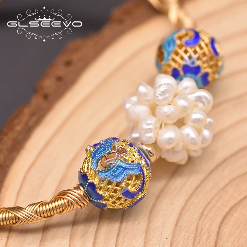 Glseevo ธรรมชาติ Cloisonne Globular สร้อยข้อมือผู้หญิงส่วนบุคคล Charm Handmade หรูหราแฟชั่นเครื่องประดับงานแต่งงาน GB0932