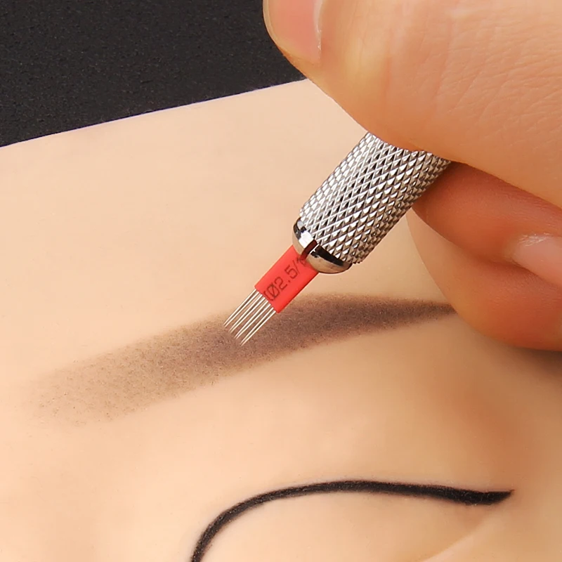 100 Pcs 4 Raws R3 Round needles Details about 3D Permanent Makeup Eyebrow Tattoo Needles Microblading 4 x 3 Pins Round Blades