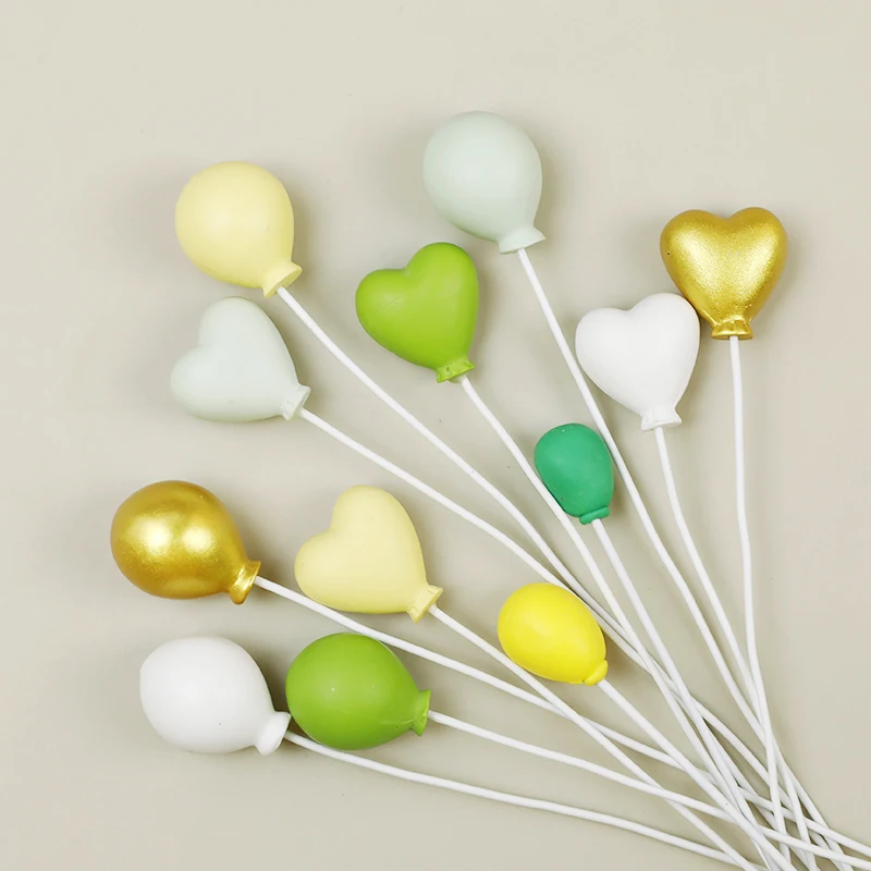 Cake decoration plug-in high-grade gold silver yellow blue purple pink ball love cake furnishings baking round ball Cake Topper