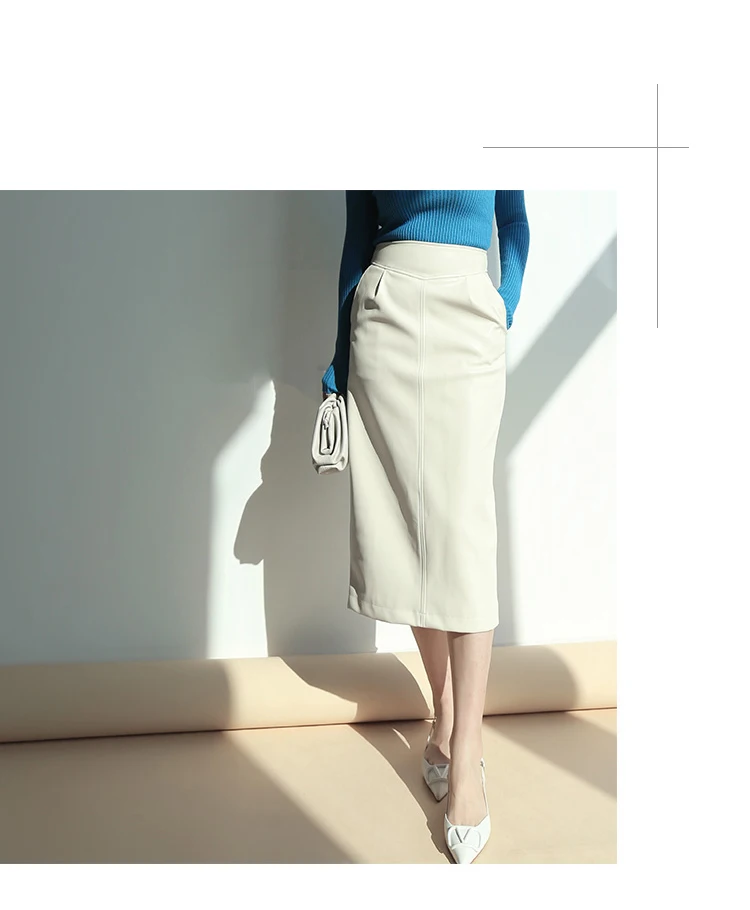 Nerazzurri Spring Midi Pu Leather Skirt Women Brown White Black Long High Waisted Pencil Skirts for Women 2023 Side Slit Zipper 19 H0f169670e9334529883a11ab6ebf8576d