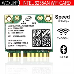 Tarjeta lan inalámbrica para ordenador portátil, accesorio para Intel Centrino 6235 advanc-n 6235AN 6235ANHMW, WIFI, Bluetooth 4,0, medio MINI PCIe 300 Mbps