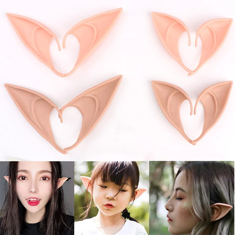 

1Pair Halloween Latex Elf Ears High Simulation Soft Harmless False Ears Props Fairy Angel Dress Up Cosplay Hook Christmas Decor