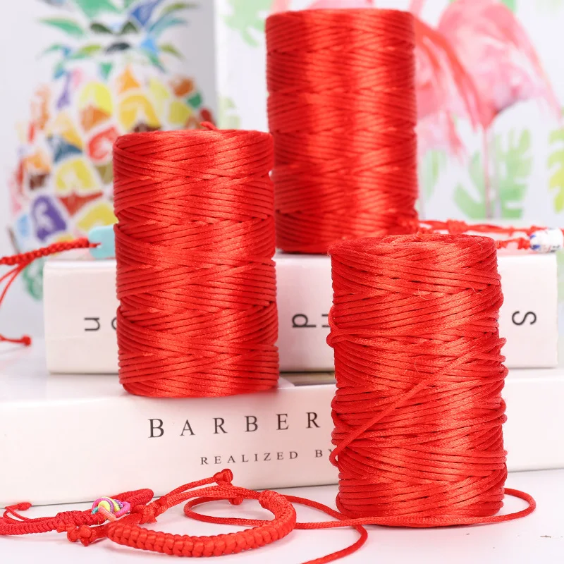 100meter/lot 2mm Red Rope Polyester Cord Thread Chinese Knot Macrame Cord Bracelet Braided String DIY Tassels Beading Thread