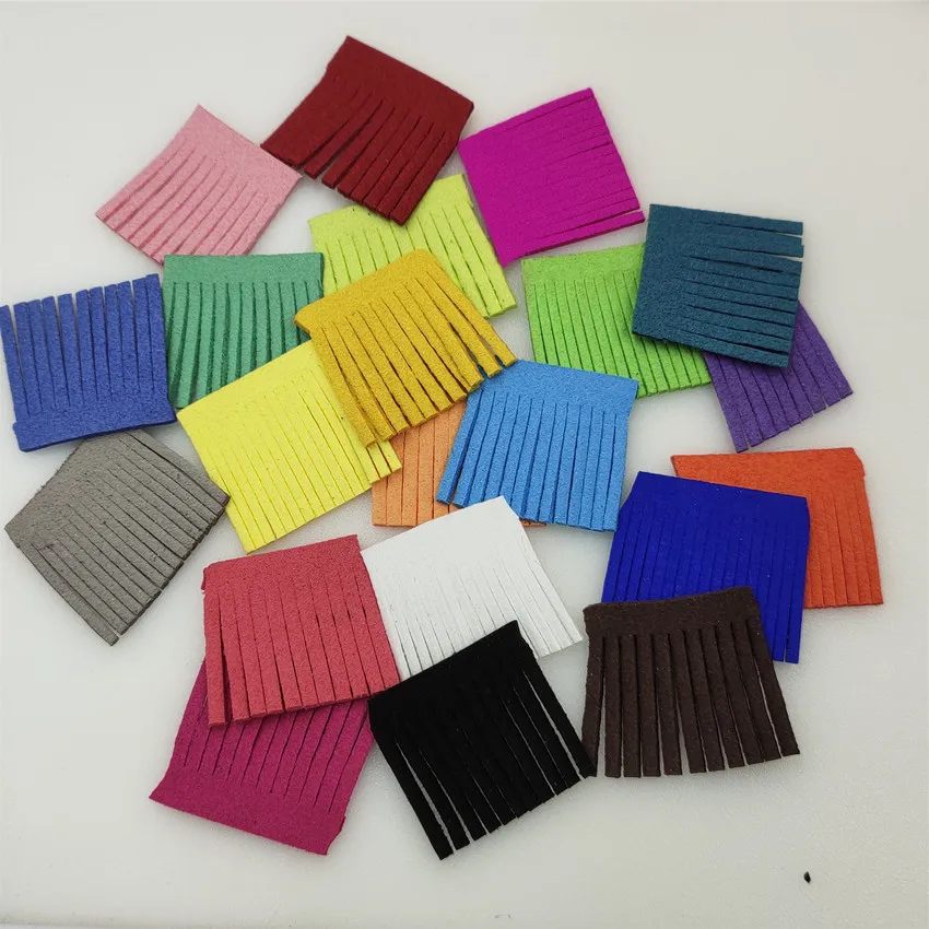 100 Pcs/lot Premium Quality Leather Suede Tassel DIY Pendant Parts 3 CM Square Piece Jewelry Making Accessories Charm Fit Gifts