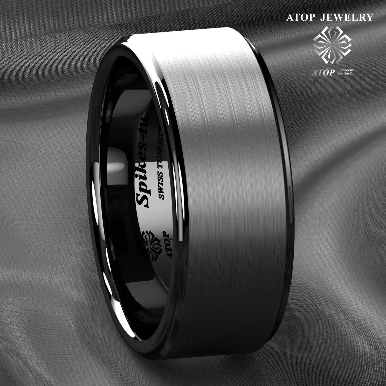 8mm Black Brushed Titanium Color Tungsten ring Men\'s Jewelry Wedding Band Ring  Free Shipping