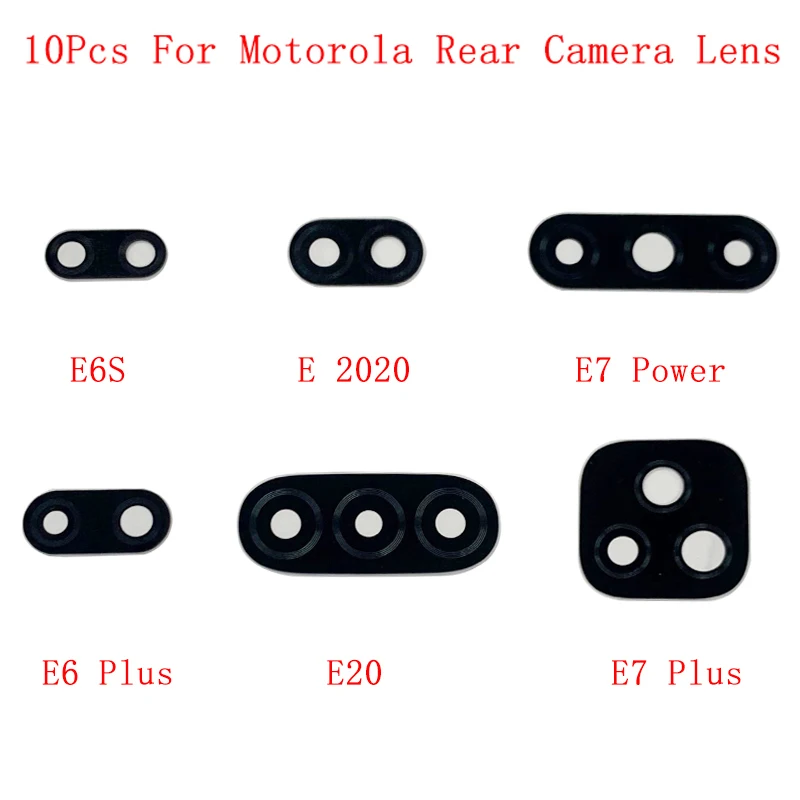 

10Pcs Rear Back Camera Glass Lens For Motorola Moto E6S E 2020 E7 Power E4 E5 E6 Play E7 Plus E20 E4 Camera Glass Lens