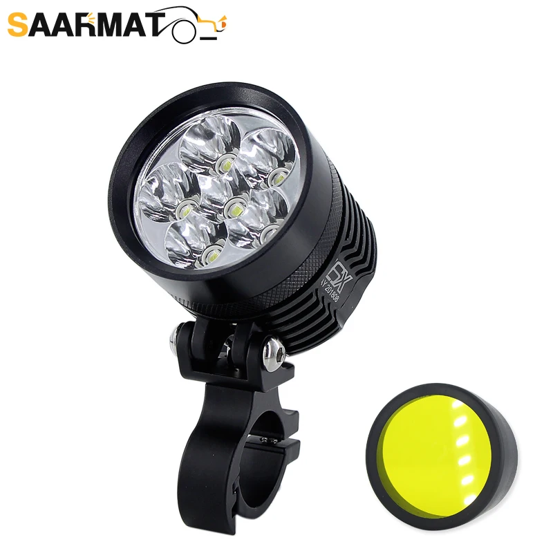 1×Double color led motorcycle headlight DRL Phare Scooter Phares Anti-Brouillard Spotlight Moto ATV Travail Spot Light Head lamp