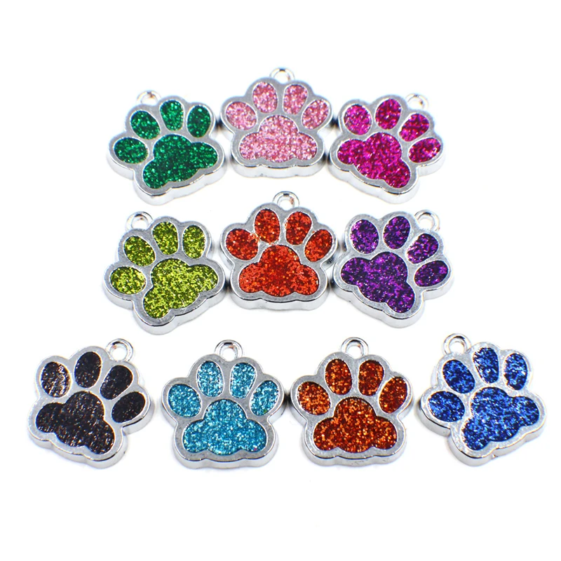 Zinc Alloy Glitter Glass Paw Claw Charms Pet Memorial Pendants Silver Color For DIY Earring Necklace Making16mm x 16mm, 10 PCs