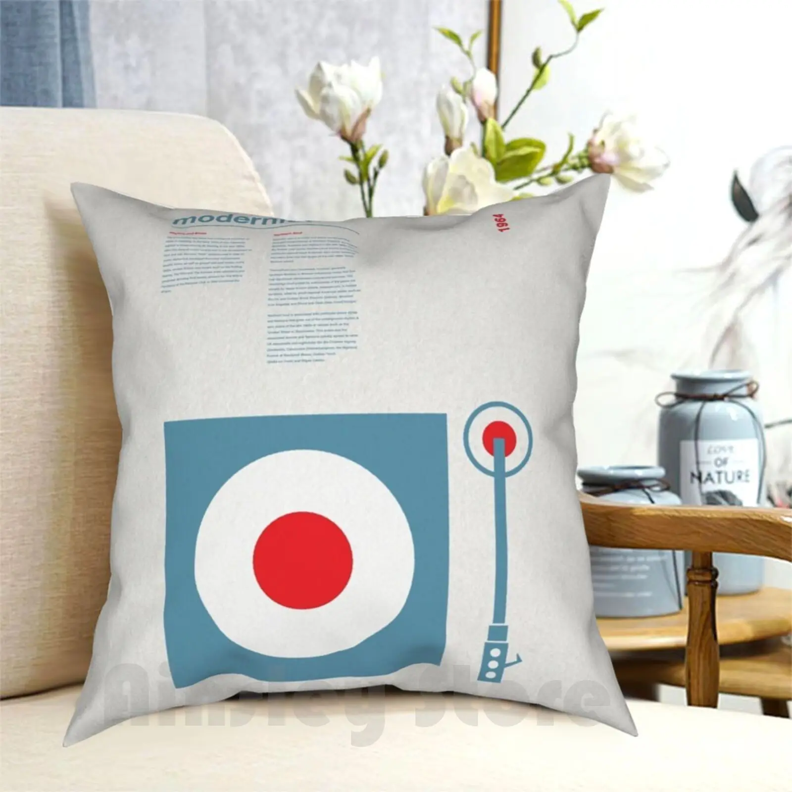 Modernist Turntable Pillow Case Printed Home Soft Throw Pillow Modernist Mod Northern Soul Music Turntable Target