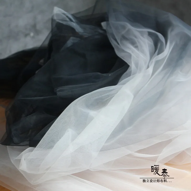 Mesh Tulle Fabric Black White Gradient DIY Background Decor Scarf Veil Fluffy Skirt Wedding Dress Designer Fabric