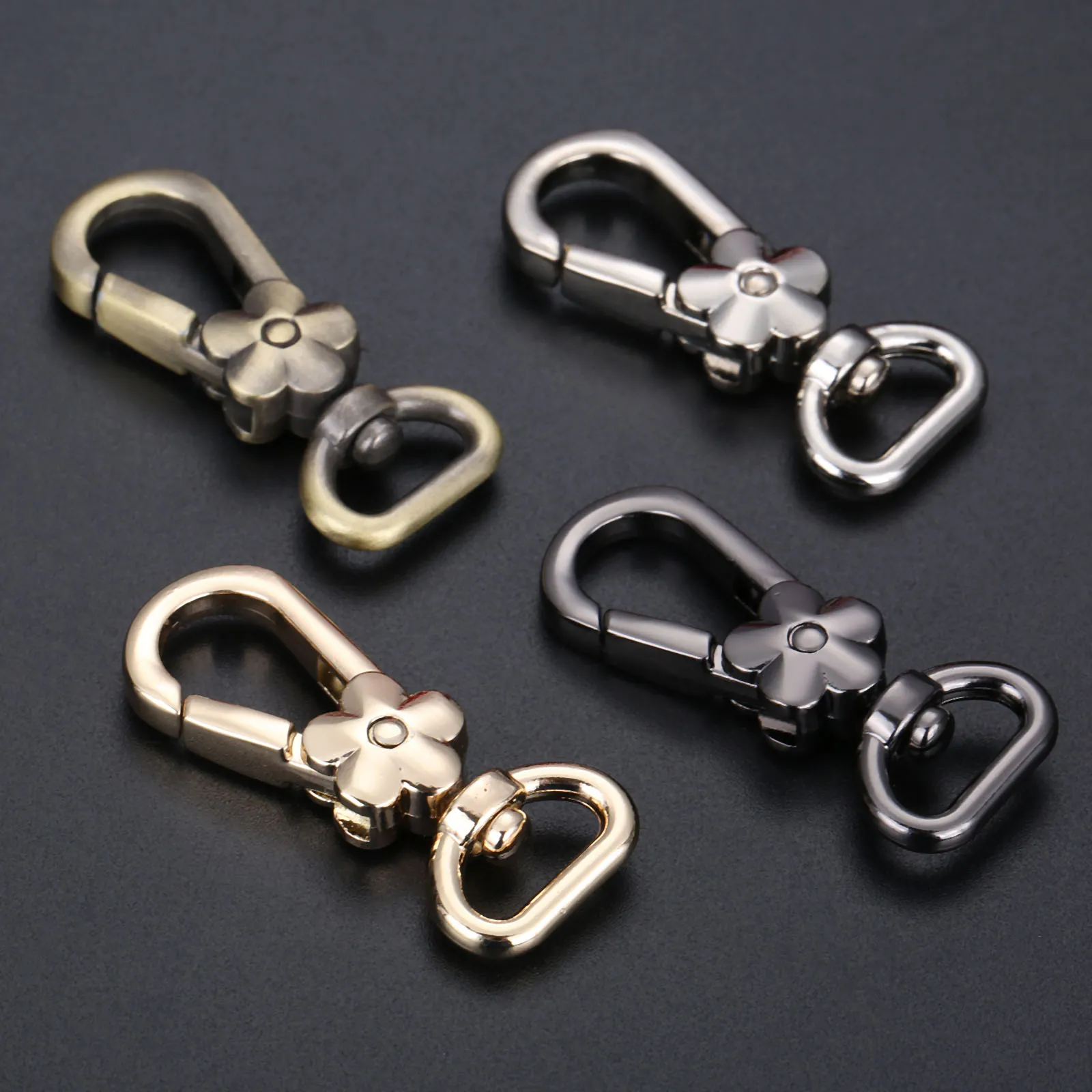 5Pcs Metal Lobster Flower Bag Buckle Clasp Trigger Hook Clip Snap Craft Leather Key chain Leashes Gold Silver Bronze Dia.15mm