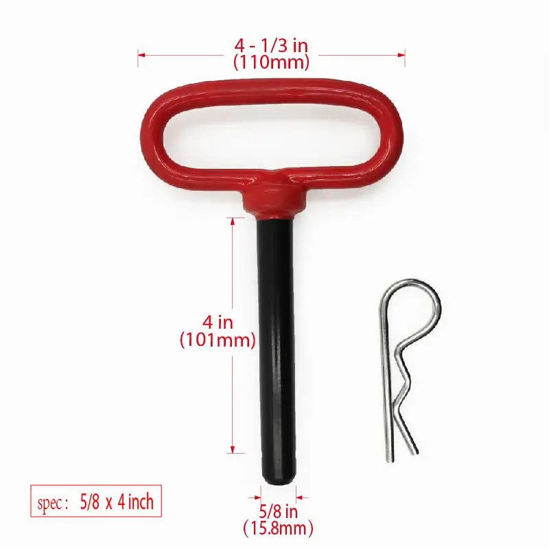 Sicherungsstift für Anhängerkupplung mit gummibeschichtetem Griff, Anhängerkupplungsstift mit rotem Kopf – Detail 2